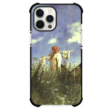 Ivan Kramskoi Girl With Washed Phone Case For iPhone and Samsung Galaxy Devices - Girl With Washed Linen On The Yoke Painting Realism Artwork