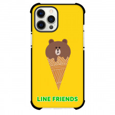 LINE Friends Brown Phone Case For iPhone Samsung Galaxy Pixel OnePlus Vivo Xiaomi Asus Sony Motorola Nokia - Brown Ice Cream On Yellow Background