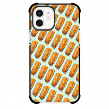 Food Pattern Phone Case For iPhone Samsung Galaxy Pixel OnePlus Vivo Xiaomi Asus Sony Motorola Nokia - Bread Pattern Art On Cyan Background