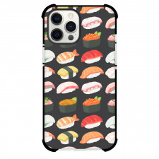 Food Sushi Phone Case For iPhone Samsung Galaxy Pixel OnePlus Vivo Xiaomi Asus Sony Motorola Nokia - Sushi Pattern On Black Background