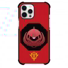 Gundam 0079 Phone Case For iPhone Samsung Galaxy Pixel OnePlus Vivo Xiaomi Asus Sony Motorola Nokia - Zaku II Logo Black Octagon with Red Lines Background