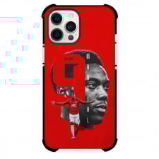 Anthony Martial Phone Case For iPhone and Samsung Galaxy Devices - Anthony Martial ManUtd 9 Side Portrait Grayscale Red background