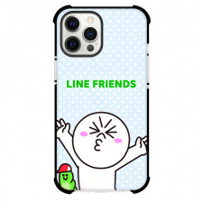 LINE Friends Moon Phone Case For iPhone Samsung Galaxy Pixel OnePlus Vivo Xiaomi Asus Sony Motorola Nokia - Moon Standing On The Polka Dot Background