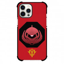 Gundam 0079 Phone Case For iPhone Samsung Galaxy Pixel OnePlus Vivo Xiaomi Asus Sony Motorola Nokia - Zaku II Logo Black Octagon with Red Lines Background