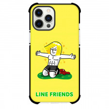 LINE Friends James Phone Case For iPhone Samsung Galaxy Pixel OnePlus Vivo Xiaomi Asus Sony Motorola Nokia - James Celebrating On Yellow Background
