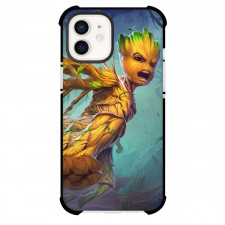 Marvel Guardians Of The Galaxy Baby Groot Phone Case For iPhone And Samsung Galaxy Devices - Groot Young Groot Shouting Illustration On Aqua Background