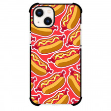 Food Pattern Phone Case For iPhone Samsung Galaxy Pixel OnePlus Vivo Xiaomi Asus Sony Motorola Nokia - Hot Dog Illustration Pattern Art On Red Background