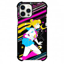 Sailor Moon & Luna Phone Case For iPhone Samsung Galaxy Pixel OnePlus Vivo Xiaomi Asus Sony Motorola Nokia - Sailor Moon Running with Luna Cat and Carry Stick