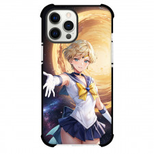 Sailor Moon Uranus Phone Case For iPhone Samsung Galaxy Pixel OnePlus Vivo Xiaomi Asus Sony Motorola Nokia - Uranus Raise Her Hand with Yellow Cyclone Background