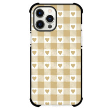 Heart Gingham Phone Case For iPhone and Samsung Galaxy Devices - Heart Gingham Brown Pattern Art