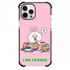 LINE Friends Cony Phone Case For iPhone Samsung Galaxy Pixel OnePlus Vivo Xiaomi Asus Sony Motorola Nokia - Cony Eating Chips Pink Background