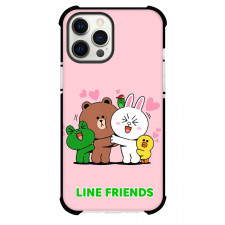 LINE Friends Phone Case For iPhone Samsung Galaxy Pixel OnePlus Vivo Xiaomi Asus Sony Motorola Nokia - LINE Friends Love Each Other Pink Background