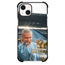 Manchester City F.C. Erling Haaland Phone Case For iPhone Samsung Galaxy Pixel OnePlus Vivo Xiaomi Asus Sony Motorola Nokia - Erling Haaland Holds the Trophy of Premier League With A Crown Poster