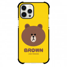 LINE Friends Brown Phone Case For iPhone Samsung Galaxy Pixel OnePlus Vivo Xiaomi Asus Sony Motorola Nokia - Brown Avatar On Yellow Background