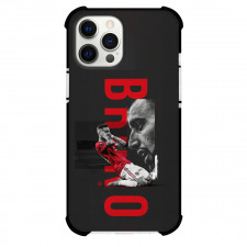 Bruno Fernandes Phone Case For iPhone and Samsung Galaxy Devices - Bruno Fernandes Manchester United Celebration Red Word Art On Black Background