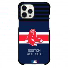 MLB Boston Red Sox Phone Case For iPhone Samsung Galaxy Pixel OnePlus Vivo Xiaomi Asus Sony Motorola Nokia - Team Logo On Black Stripe Blue Background