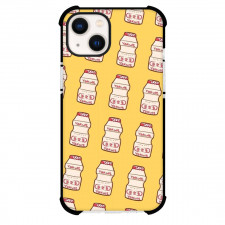 Food Pattern Phone Case For iPhone Samsung Galaxy Pixel OnePlus Vivo Xiaomi Asus Sony Motorola Nokia - Yakult Illustration Pattern Art On Yellow Background