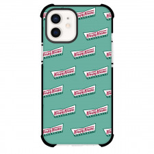 Food Pattern Phone Case For iPhone Samsung Galaxy Pixel OnePlus Vivo Xiaomi Asus Sony Motorola Nokia - Krispy Kreme Logo Pattern Art On Green Background