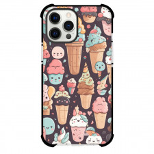 Food Ice Cream Phone Case For iPhone Samsung Galaxy Pixel OnePlus Vivo Xiaomi Asus Sony Motorola Nokia - Ice Cream Doodle Pattern On Deep Purple Background