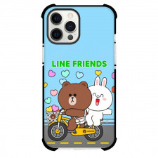 LINE Friends Phone Case For iPhone Samsung Galaxy Pixel OnePlus Vivo Xiaomi Asus Sony Motorola Nokia - LINE Friends Brown And Cony Enoying Bike Riding