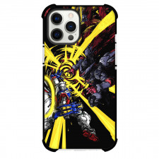 Gundam God Vs Master Phone Case For iPhone Samsung Galaxy Pixel OnePlus Vivo Xiaomi Asus Sony Motorola Nokia - God Vs Master Gundam War Together with Yellow Pattern Background