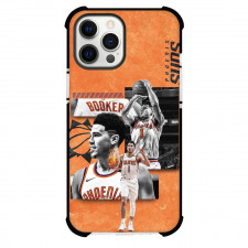 NBA Devin Booker Phone Case For iPhone Samsung Galaxy Pixel OnePlus Vivo Xiaomi Asus Sony Motorola Nokia - Devin Booker Side Portrait Orange Background