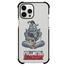 Fullmetal Alchemist Alphonse Elric Phone Case For iPhone And Samsung Galaxy Devices - Alphonse Elric Sitting With Cat Chibi Style Sticker