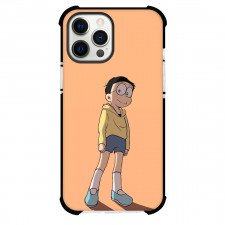 Doraemon Nobita Phone Case For iPhone Samsung Galaxy Pixel OnePlus Vivo Xiaomi Asus Sony Motorola Nokia - Nobita Standing Orange Background