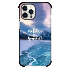 Believe in Yourself Phone Case For iPhone and Samsung Galaxy Devices - Believe in Yourself Quote Text Ocean and Mountain Scene